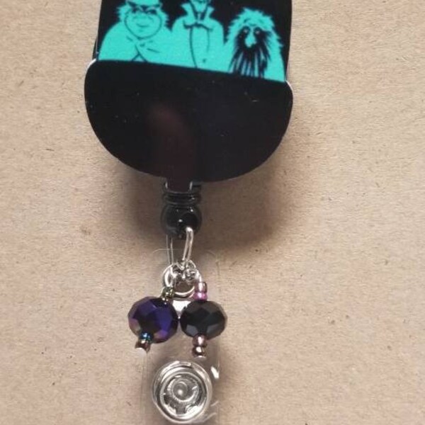 Hitchhiking ghost, Doom Buggie, Haunted Mansion, haunted house  inspired Badge reel, Nurse Id,