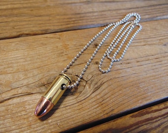 Bullet Necklace - 9MM - Bullet Necklace - Bullet Jewelry - Bullet Pendant - Bullet Accessory - Steampunk Jewelry - 9MM Bullet Necklace