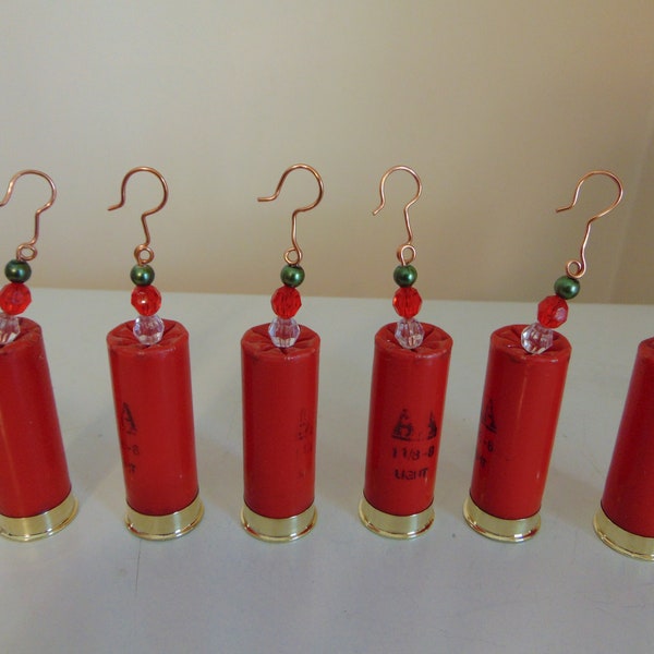 Winchester Shotgun Shell Christmas Ornaments With Beads-Shotgun Shell Ornament- Bullet Ornament-Bullet Xmas Tree Decor-Price Is Per Ornament