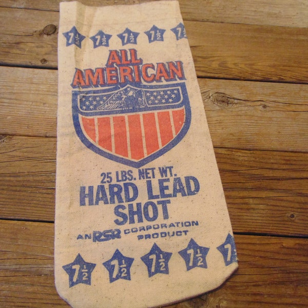 Vintage 1960's All American Cloth Lead 7 1/2 Shot Bag, 25 lbs. - Vintage Shot Bag -All American Hard Lead Shot Bag -All American Memorabilia