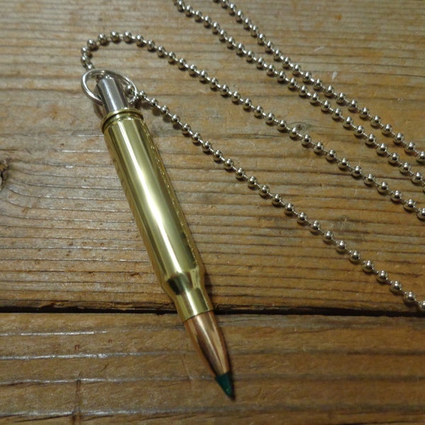 Genuine 5.56 Bullet Stash Necklace - Bullet Pendant Necklace -Bullet Pill Vial Necklace - Bullet Jewelry -Bullet Cremation Urn Necklace