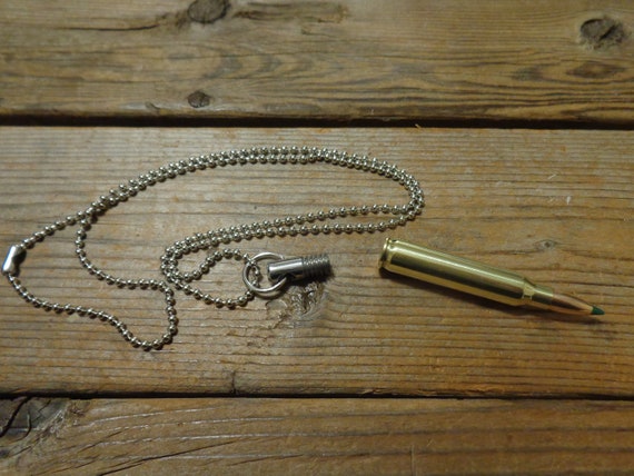 Genuine 5.56 Bullet Stash Necklace - Bullet Pendant Necklace