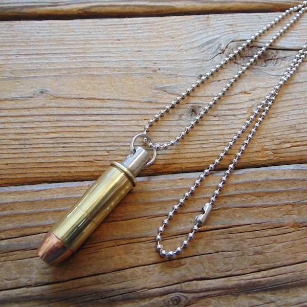 Genuine Bullet Stash Remington 44 Magnum Necklace - Bullet Stash Necklace - Bullet Pet Memorial Necklace - Bullet Cremation Urn Necklace