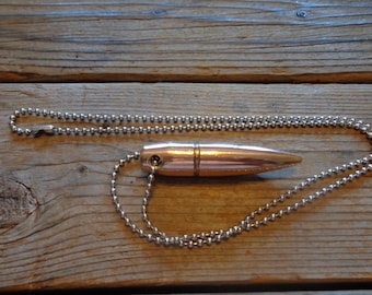 Bullet Necklace With Upcycled Surplus 50 Caliber BMG Bullet - Bullet Necklaces - Bullet Accessories - Bullet Pendant - Bullet Jewelry