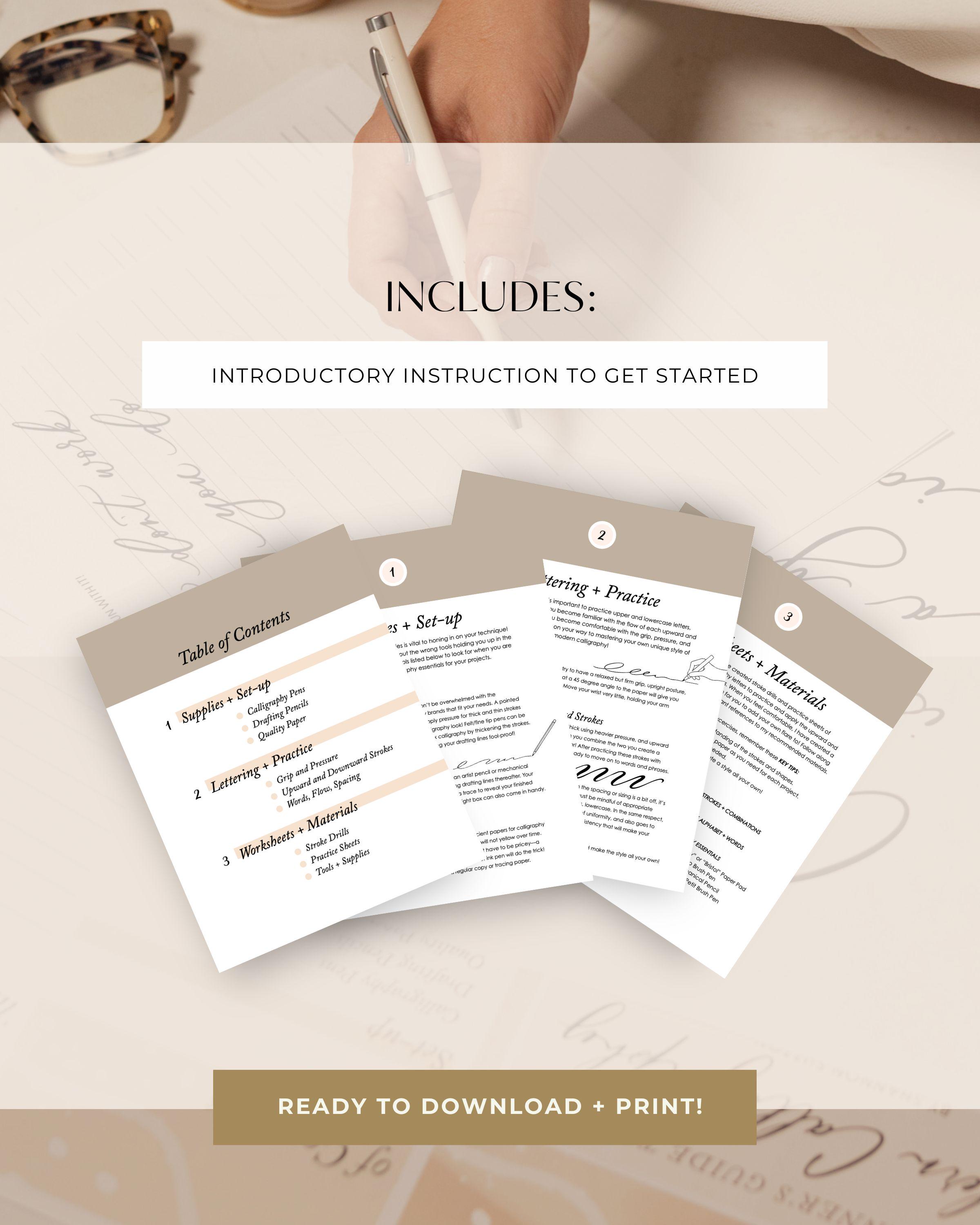 A Beginner’s Guide to Modern Calligraphy | Brush Pen Lettering Workbook ...