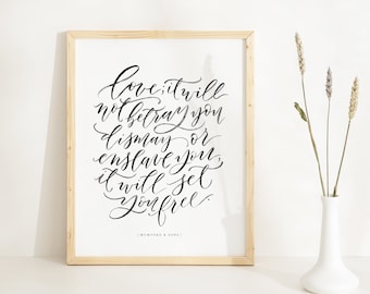 Mumford & Sons Quote - Sigh No More - Lyrics - Love - Hand Lettering - Watercolor Quote - Archival Print - Brush Lettering - Love Quote