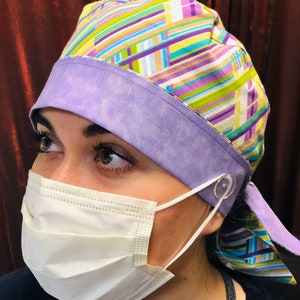 Women’s Nurse Scrub Cap- Surgical Cap- Nurse Cap- Head Cover- Ponytail