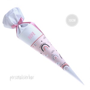 German school cone, back to school, first day of school, Schultute, Schultuete kindercone sugar cone cornet graduation gift, rainbows, blush