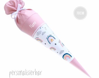 German school cone, back to school, first day of school, Schultute, Schultuete kindercone sugar cone cornet graduation gift, rainbows, blush