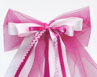 Große Schultütenschleife rosa, XL Zuckertütenschleife Mädchen, Schleife für Schultüten pink zart rosa Band Schleife Schultüte Schleifen