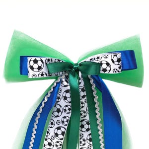 Große Schultütenschleife grün blau XL Zuckertütenschleife, Schleife Schultüte Schleife Fußball Einschulung Schulanfang personalisierbar Name