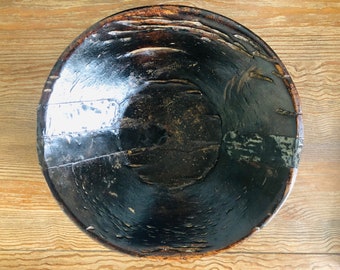 Rustic Wood and Iron Bowl~Indian Parat Bowl~Coffee Table Bowl~Decorative Bowl~Distressed Wood~Recycled Wood Bowl~Boho Wall Hanging~Wall Art