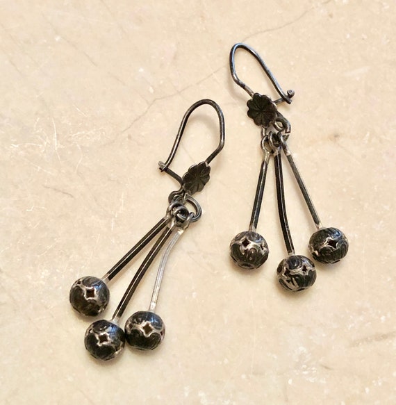 Vintage Mexican Filigree Ball Drop Dangle Earrings