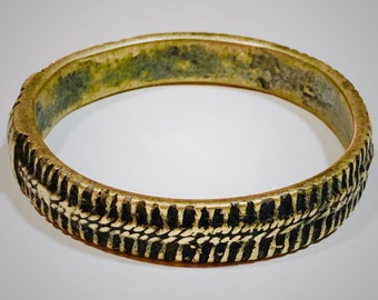 Hand Forged Brass Bangle~Heavy Bracelet (2.7 ounces)~Artisan Bracelet~Textured Bracelet~Minimalist Bracelet~Oxidized Brass Bracelet