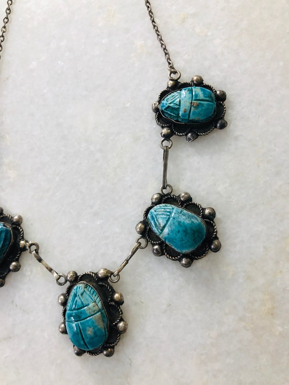 Egyptian Scarab Necklace~Beetle Necklace~Turquoise