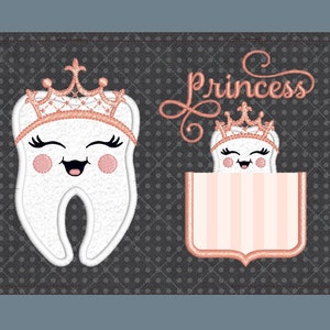 Tooth fairy pillow Princess emboidery design Digital Download