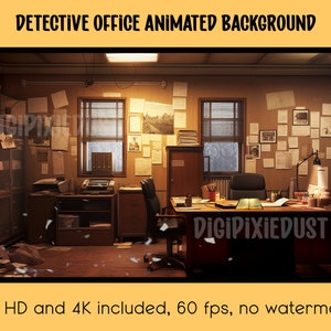 Animated Background | Detective Office for Green Screen, Vtuber Background, Live Streaming, Twitch Overlay, or YouTube Video Editing