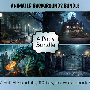 Gothic Animated Backgrounds 4 Pack Bundle VTuber Backdrops for Green Screen, Live Streaming, Twitch Overlay, or YouTube Video Editing
