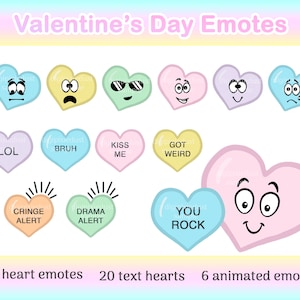Candy Heart Emotes Valentine&#39;s Day for Twitch, Discord, YouTube | Animated Emotes, Text Hearts, Heart Emote, Animated Alert Emotes
