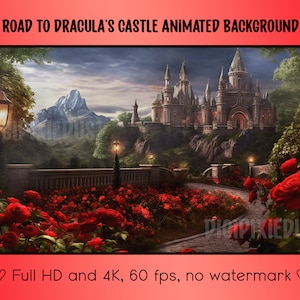 Animated Background Road to Dracula&#39;s Castle for Green Screen, Vtuber Background, Live Streaming, Twitch Overlay, or YouTube Video Editing