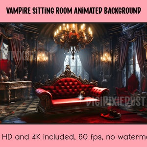 Animated Background | Vampire Sitting Room for Green Screen, Vtuber Gothic Background, Streaming, Twitch Overlay, or YouTube Video Editing