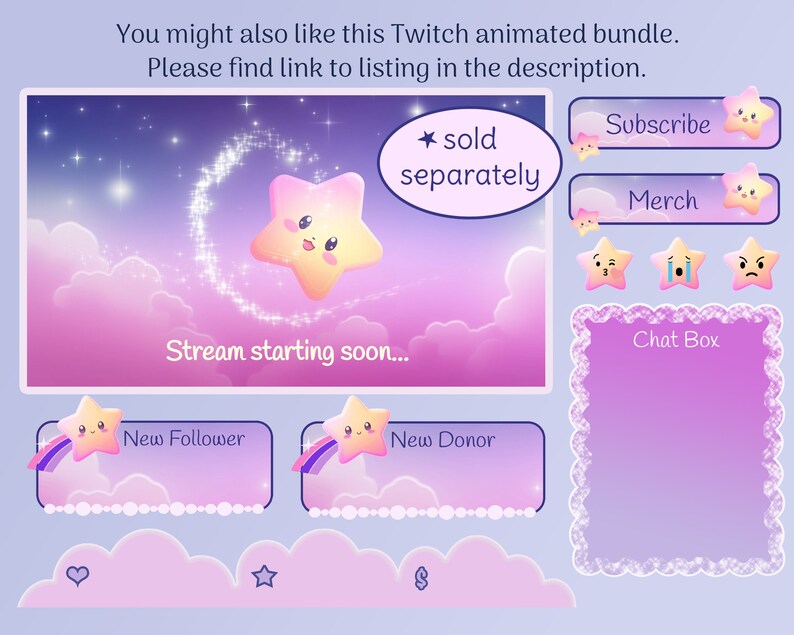 Bunny Love Twitch Overlay Set | Animated Kawaii Screens (digital ...