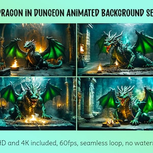 Animated Background Set | Fire Breathing Dragon in Castle Dungeon for Green Screen, Streaming, Twitch Overlay, or YouTube Video Editing
