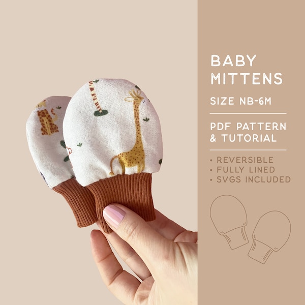 Baby Mittens Sewing Pattern | Newborn Gloves Gift PDF | Baby Shower DIY Tutorial | SVG Cricut | Scrap Buster