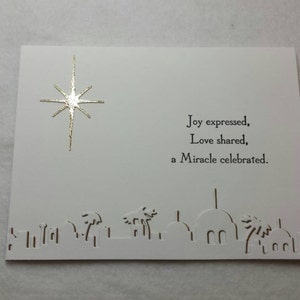 Handmade Christmas Cards, Religious Christmas Cards, Holiday Cards, Bethlehem Scenery with Christmas Star- set of 10 cards & envelopes