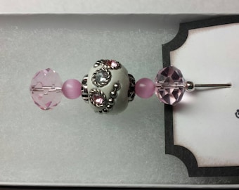 Lovely Pink Stick Pin, Scarf pin, Hat Pin, Shawl Pin, Lapel Pin, Coat Pin, Brooch Pin