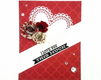 Valentine's Day Card,Anniversary Card, Wedding Card, Love Card, Romantic Card,  Dimensional 3D Love Card