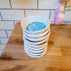 Set of 9 ceramic bowls handmade in Ireland Sea Range by The Mood Designs serving side dish tiny bowl handy blue irregular image 5