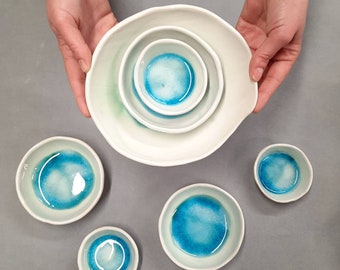 Set of 7 CERAMIC BOWLS Sea range by The Mood Designs