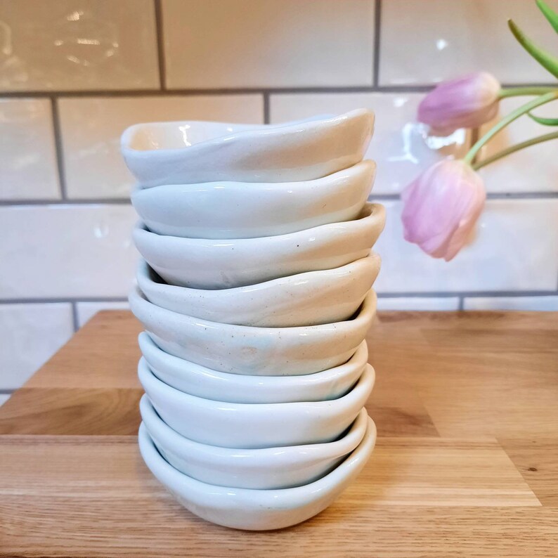 Set of 9 ceramic bowls handmade in Ireland Sea Range by The Mood Designs serving side dish tiny bowl handy blue irregular image 4