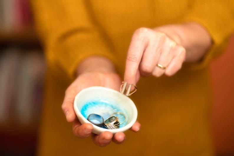Set of 9 ceramic bowls handmade in Ireland Sea Range by The Mood Designs serving side dish tiny bowl handy blue irregular image 10