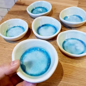 Set of 9 ceramic bowls handmade in Ireland Sea Range by The Mood Designs serving side dish tiny bowl handy blue irregular image 3