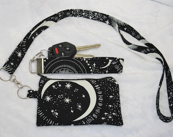 NEW! ID Badge Holder - Keyfob - Lanyard - Zipper Pouch - Glow in the Dark - Celestial - Teacher - Gifts - School ID