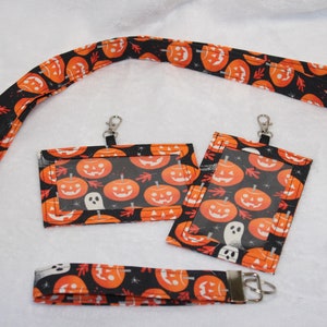 NEW! ID Badge Holder - Keyfob - Lanyard - Halloween - Pumpkins - Ghosts - Teacher - Gifts - School ID