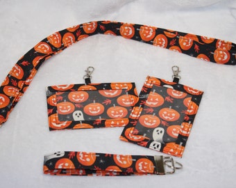 NEW! ID Badge Holder - Keyfob - Lanyard - Halloween - Pumpkins - Ghosts - Teacher - Gifts - School ID