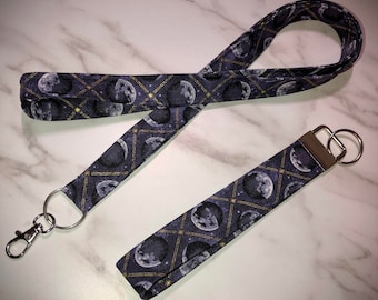 Ready to ship! Purple Moon Phases - Keyfob - Wristlet - Lanyard - Keyring - Ready to Ship