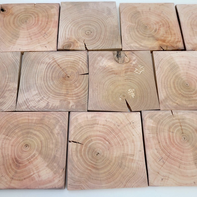 Unfinished Wood Squares Tile Cutout Pieces, Natural Rustic Craft Wood, Wood Squares for Diy Crafts, 6pcs image 5