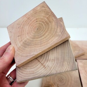 Unfinished Wood Squares Tile Cutout Pieces, Natural Rustic Craft Wood, Wood Squares for Diy Crafts, 6pcs image 6