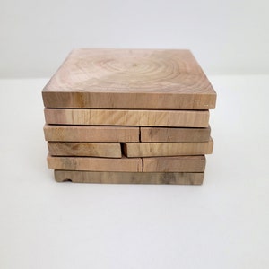 Unfinished Wood Squares Tile Cutout Pieces, Natural Rustic Craft Wood, Wood Squares for Diy Crafts, 6pcs image 3