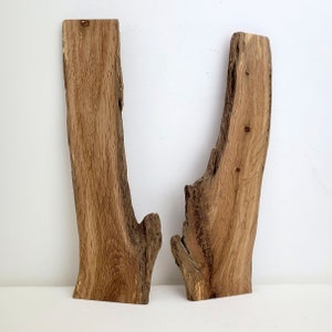 Live Edge Oak Wood Planks, Thin Cut Odd Shape Boards for Crafts Epoxy Resin Woodworking x2pcs
