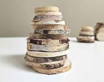 Birch Wood Slices (12pcs): Natural Raw Wood Rounds for Crafts