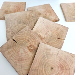 Unfinished Wood Squares Tile Cutout Pieces, Natural Rustic Craft Wood, Wood Squares for Diy Crafts, 6pcs image 8