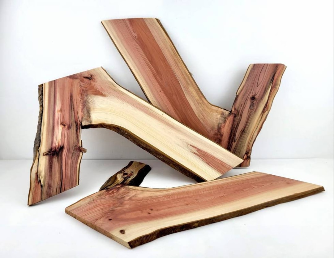 Red Cedar Wood Planks Live Edge Wood Slabs Unfinished Red Etsy