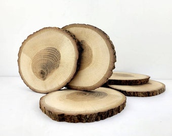 Natural Oak Tree Slices Surrounded With Bark - 2pack