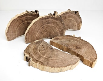 Natural Rustic Oak Half Rounds, Set of 3 Unfinished Raw Wood Pieces