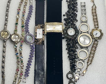8 Vintage Cocktail Jeweled Watch Lot As Is Mixed Pieces Brands